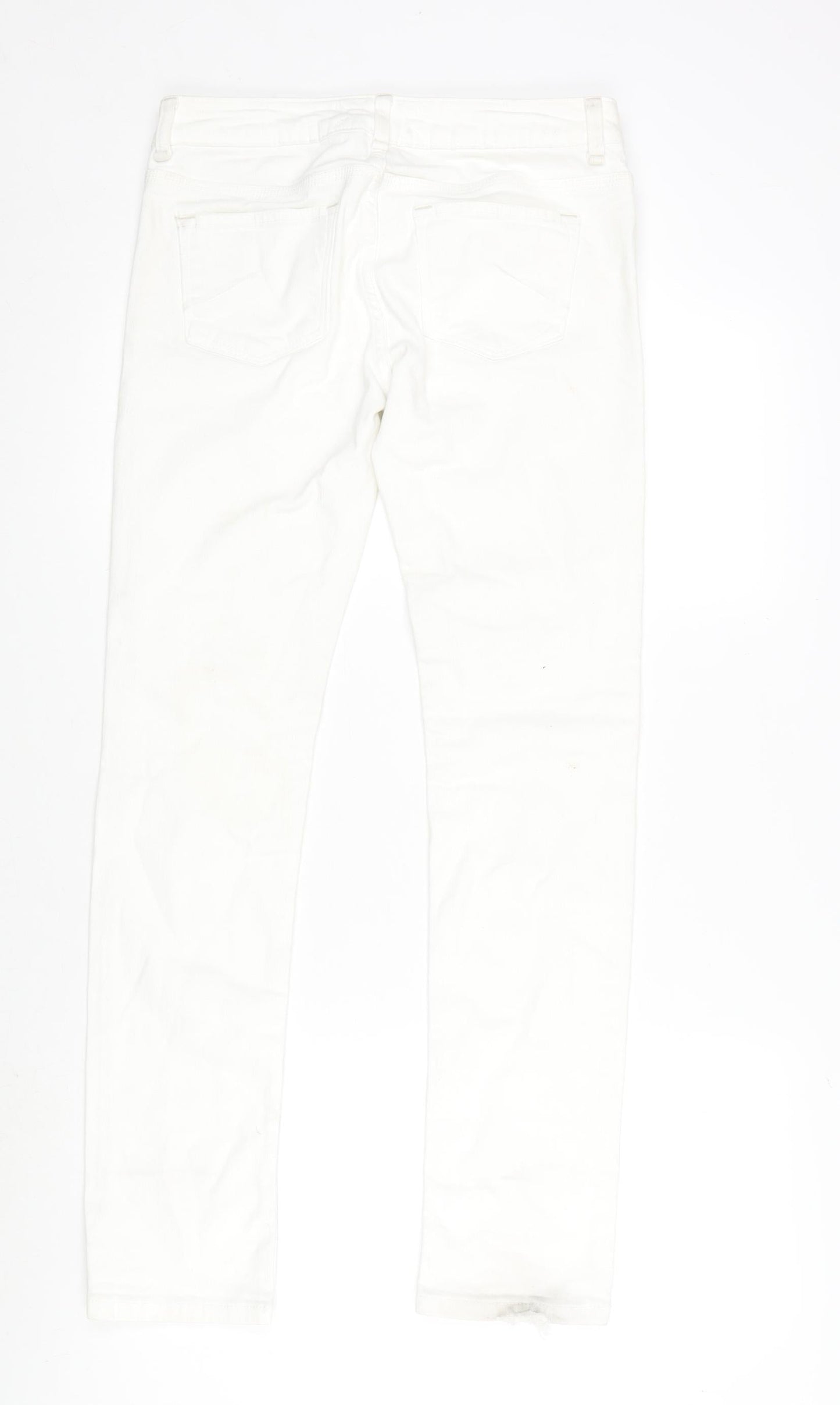 Topshop Womens Ivory Cotton Straight Jeans Size 28 in L32 in Regular Zip