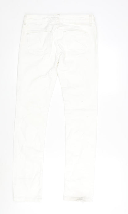 Topshop Womens Ivory Cotton Straight Jeans Size 28 in L32 in Regular Zip