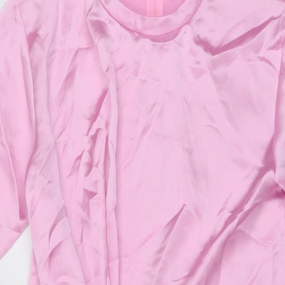 Zara Womens Pink Polyester Mini Size S Round Neck Zip