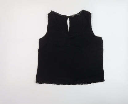 Oasis Womens Black Polyester Basic Tank Size 10 Round Neck