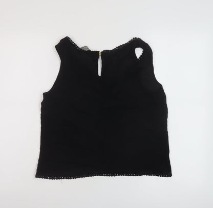 Oasis Womens Black Polyester Basic Tank Size 10 Round Neck