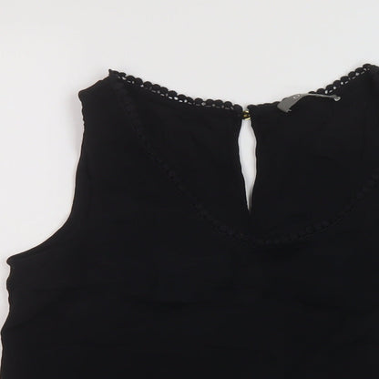 Oasis Womens Black Polyester Basic Tank Size 10 Round Neck