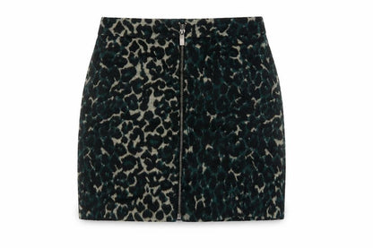 Oasis Womens Green Animal Print Polyester Mini Skirt Size 8 Zip