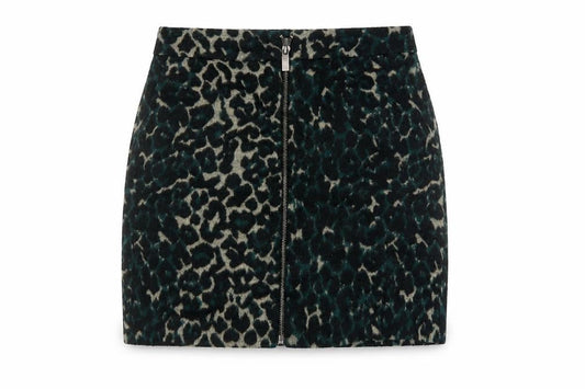 Oasis Womens Green Animal Print Polyester Mini Skirt Size 8 Zip
