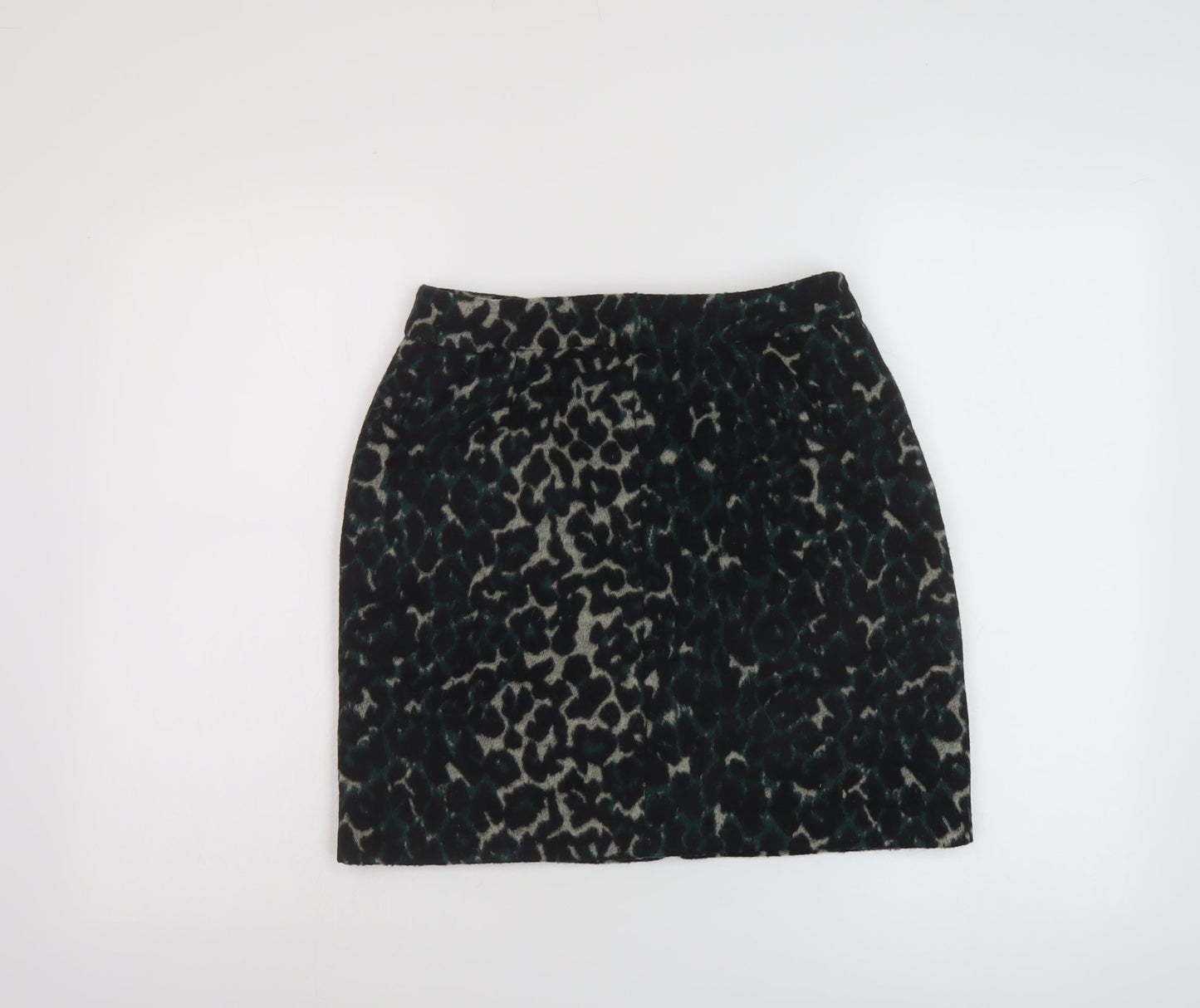 Oasis Womens Green Animal Print Polyester Mini Skirt Size 8 Zip