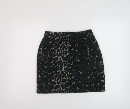 Oasis Womens Green Animal Print Polyester Mini Skirt Size 8 Zip