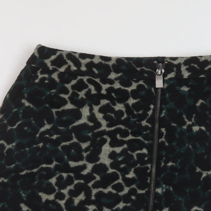 Oasis Womens Green Animal Print Polyester Mini Skirt Size 8 Zip