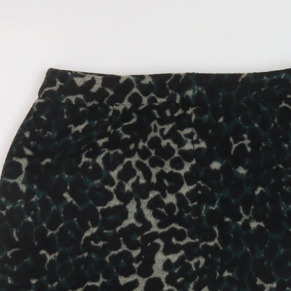 Oasis Womens Green Animal Print Polyester Mini Skirt Size 8 Zip