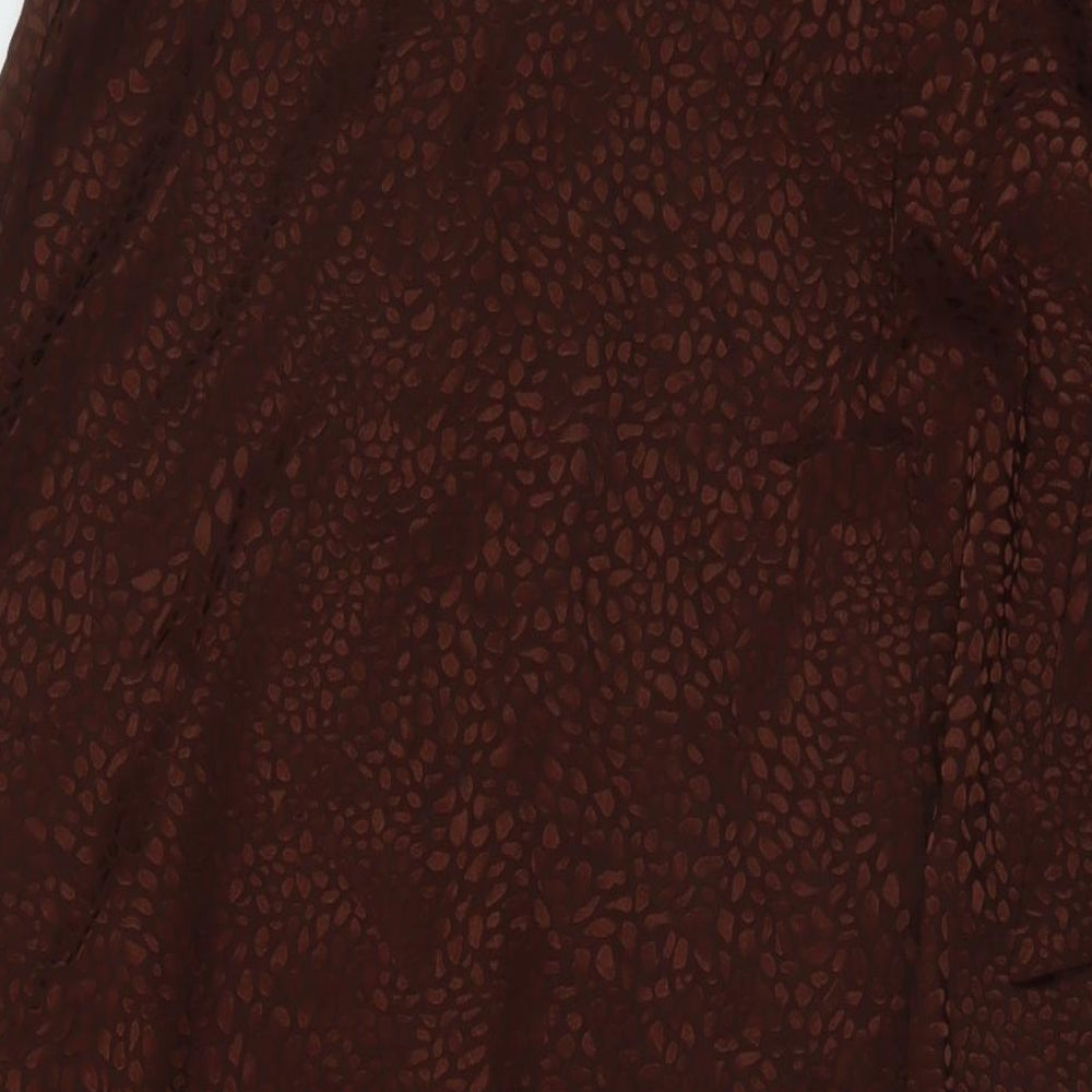 Miss Selfridge Womens Brown Animal Print Polyester A-Line Skirt Size 10 Zip