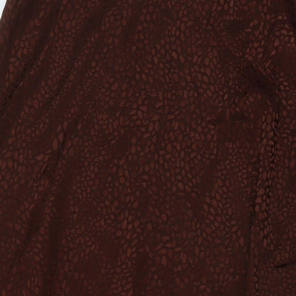 Miss Selfridge Womens Brown Animal Print Polyester A-Line Skirt Size 10 Zip