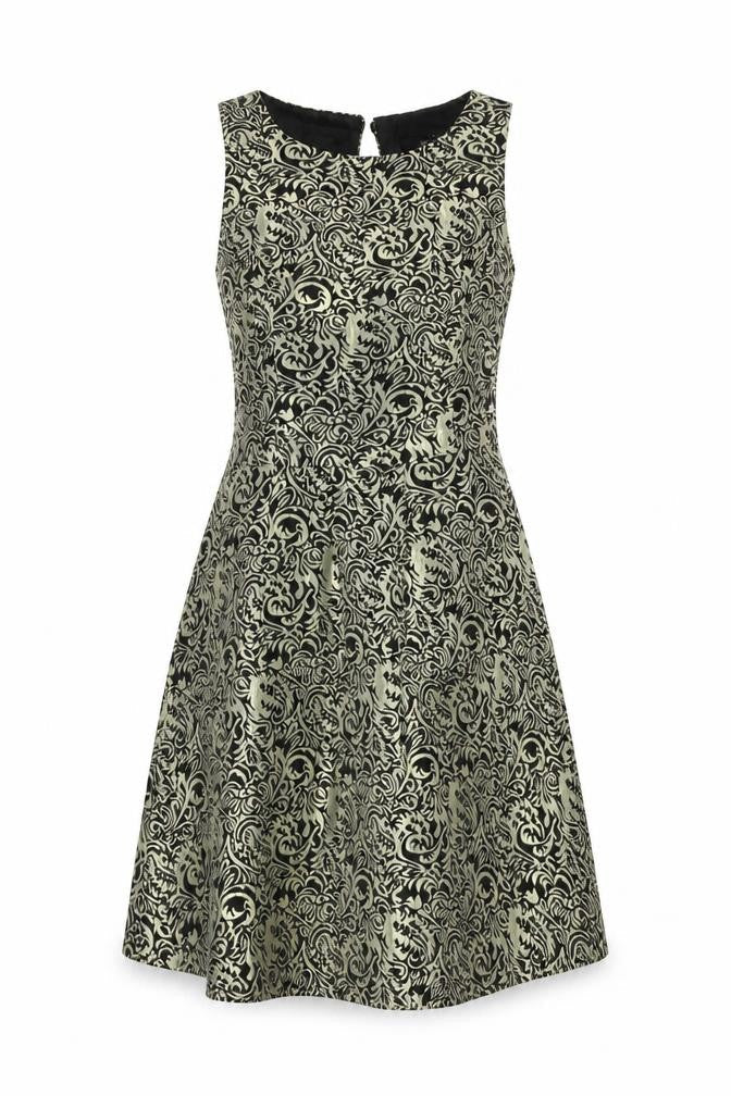 Missguided Womens Gold Geometric Polyester A-Line Size 12 Round Neck Button