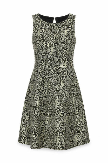 Missguided Womens Gold Geometric Polyester A-Line Size 12 Round Neck Button