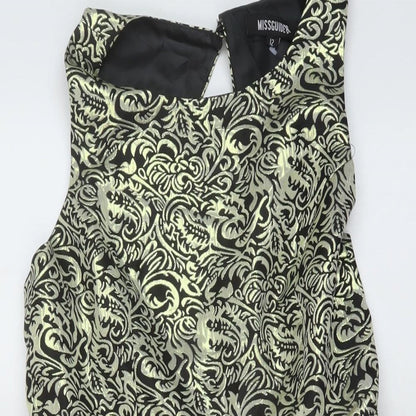 Missguided Womens Gold Geometric Polyester A-Line Size 12 Round Neck Button