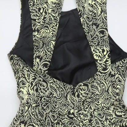 Missguided Womens Gold Geometric Polyester A-Line Size 12 Round Neck Button