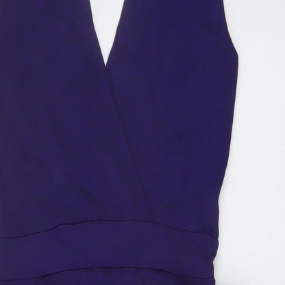 Warehouse Womens Purple Viscose Bodycon Size 12 V-Neck Pullover