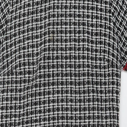 Dorothy Perkins Womens Black Geometric Cotton A-Line Size 12 Round Neck Zip