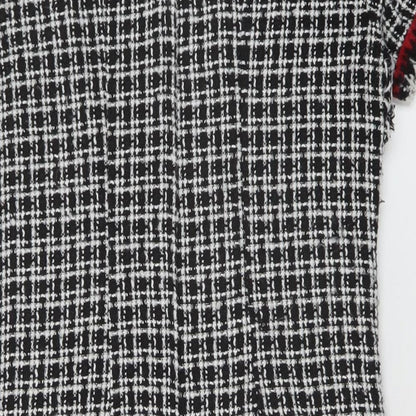 Dorothy Perkins Womens Black Geometric Cotton A-Line Size 12 Round Neck Zip