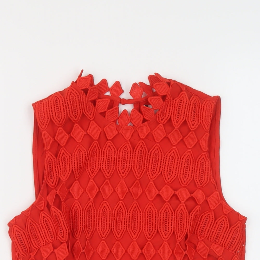 Womens UK Size 6 Principles Red Basic T-Shirt