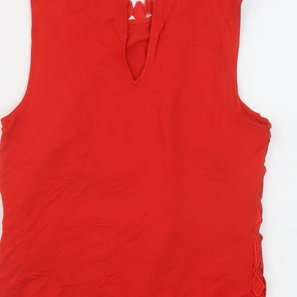 Womens UK Size 6 Principles Red Basic T-Shirt