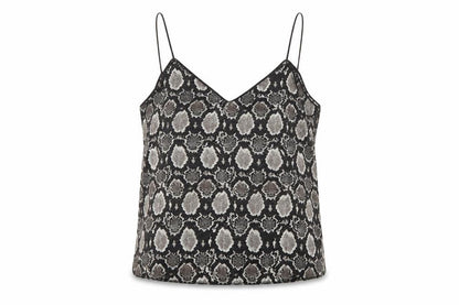 Topshop Womens Black Animal Print Polyester Camisole Tank Size 10 V-Neck