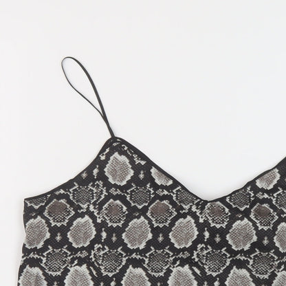 Topshop Womens Black Animal Print Polyester Camisole Tank Size 10 V-Neck