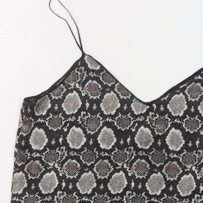 Topshop Womens Black Animal Print Polyester Camisole Tank Size 10 V-Neck