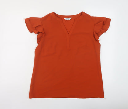Womens UK Size 14 Classic Brown Basic Blouse