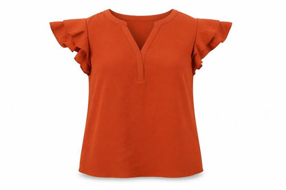 Womens UK Size 14 Classic Brown Basic Blouse