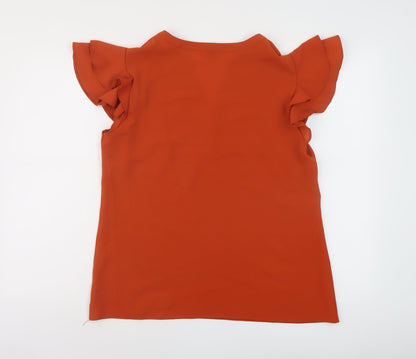 Womens UK Size 14 Classic Brown Basic Blouse
