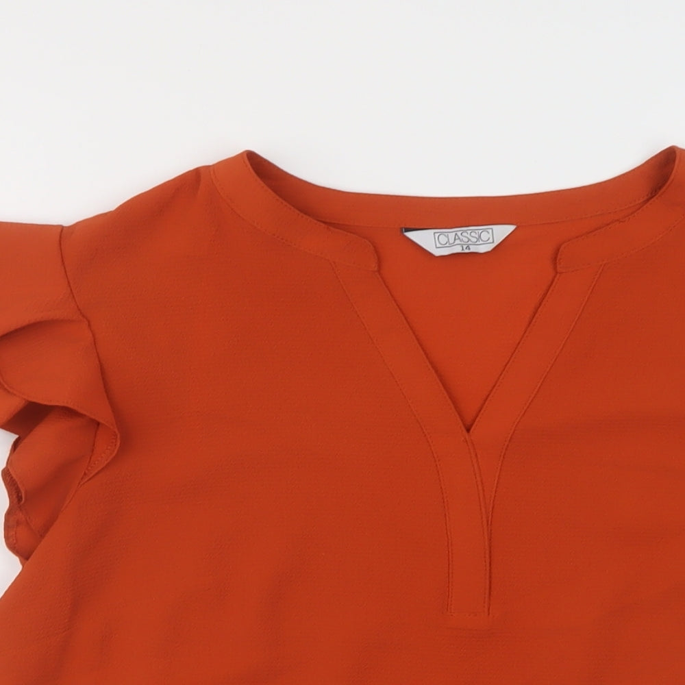 Womens UK Size 14 Classic Brown Basic Blouse