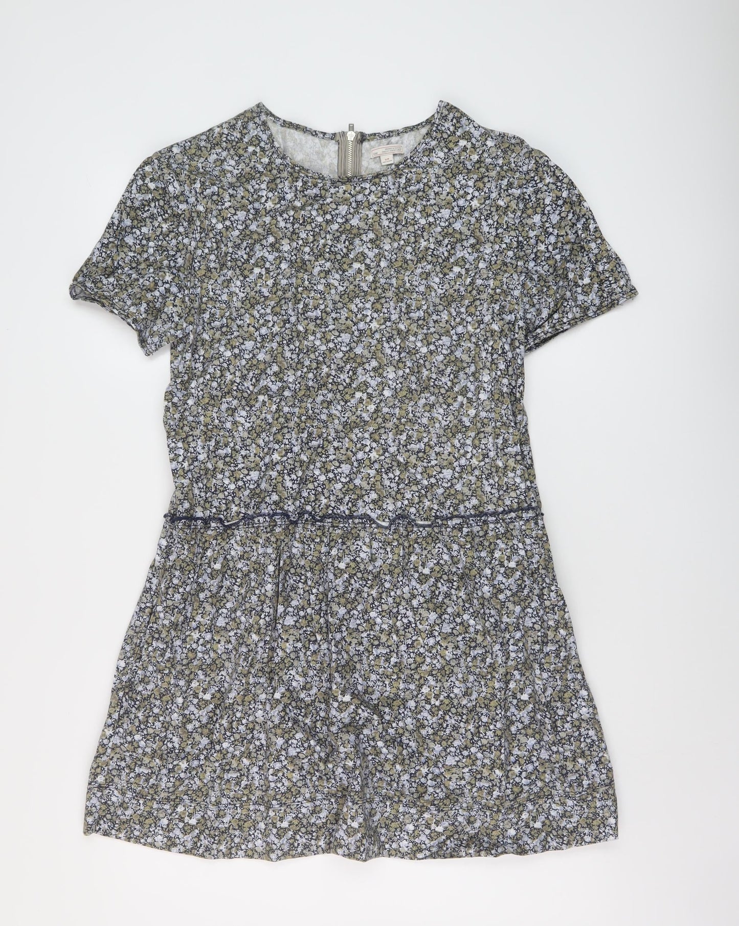 Gap Womens Multicoloured Floral Cotton A-Line Size S Round Neck Zip