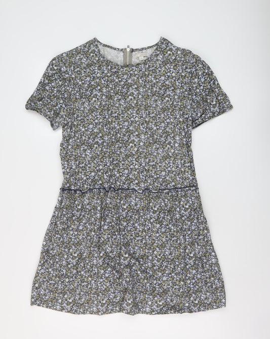 Gap Womens Multicoloured Floral Cotton A-Line Size S Round Neck Zip