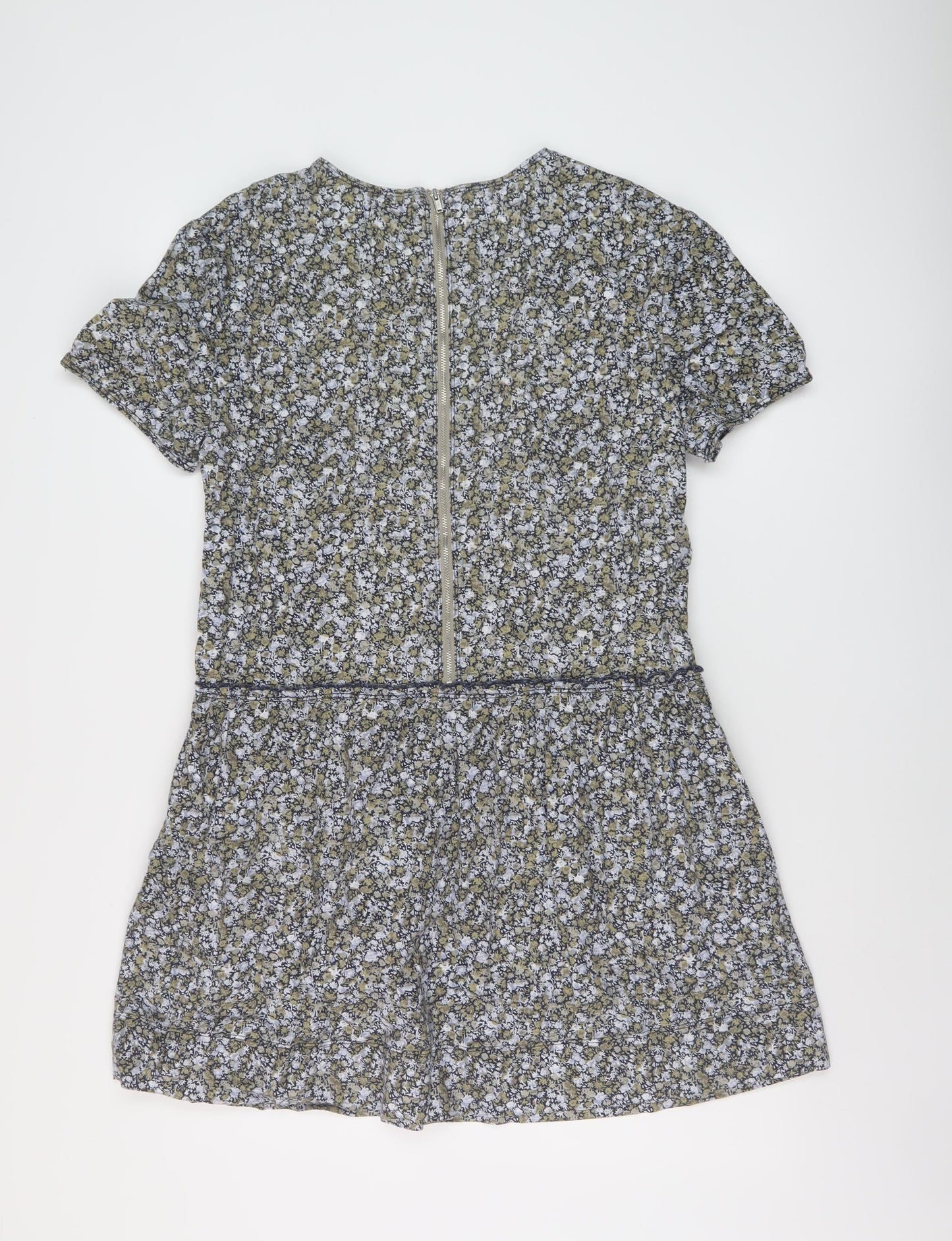 Gap Womens Multicoloured Floral Cotton A-Line Size S Round Neck Zip