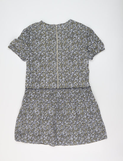 Gap Womens Multicoloured Floral Cotton A-Line Size S Round Neck Zip