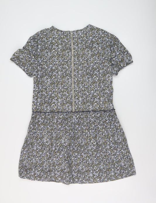 Gap Womens Multicoloured Floral Cotton A-Line Size S Round Neck Zip