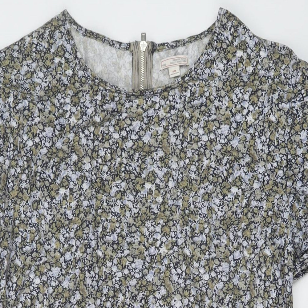 Gap Womens Multicoloured Floral Cotton A-Line Size S Round Neck Zip