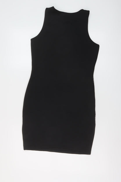 Sweewe Womens Black Geometric Polyester Mini Size M Round Neck Pullover