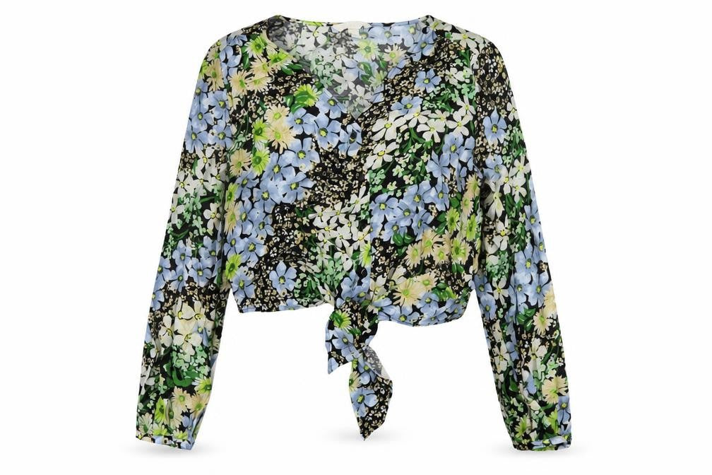 Womens UK Size S H&M Multicoloured Cropped Blouse