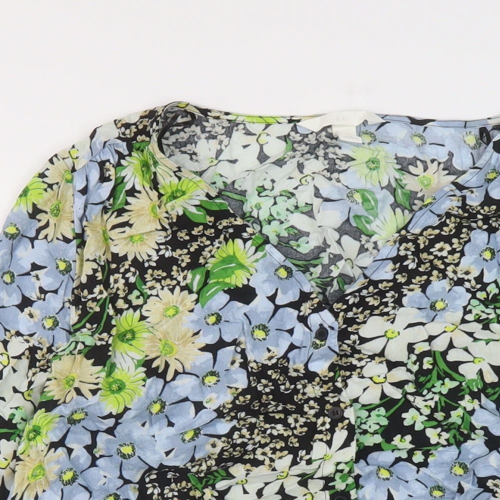 Womens UK Size S H&M Multicoloured Cropped Blouse