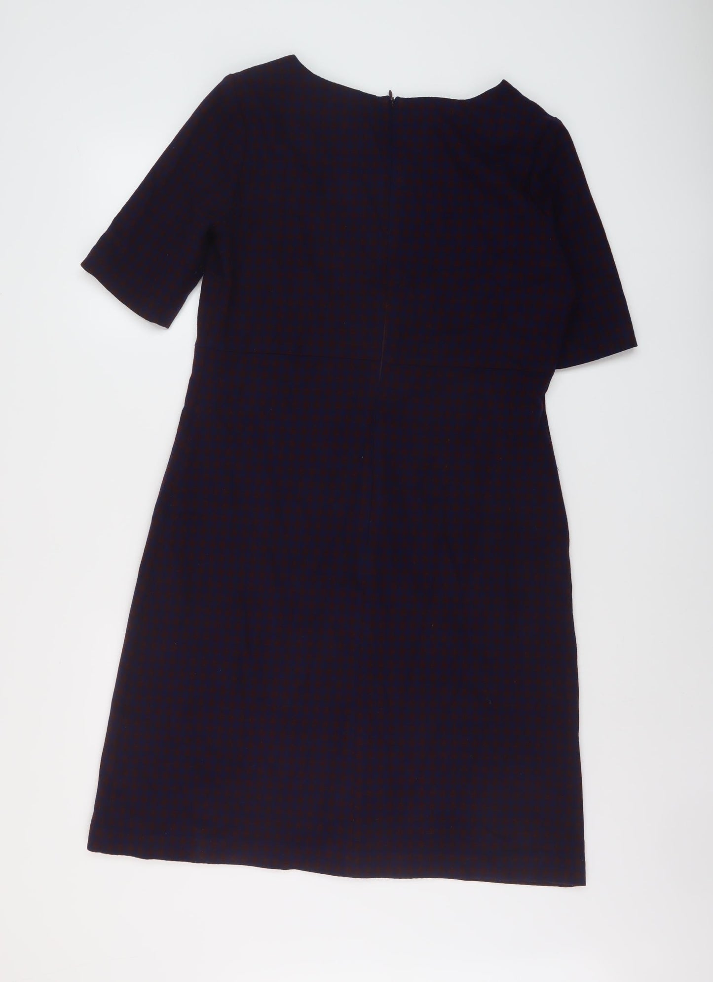 Carolyn Donnelly Womens Blue Geometric Polyester A-Line Size 12 Round Neck Zip