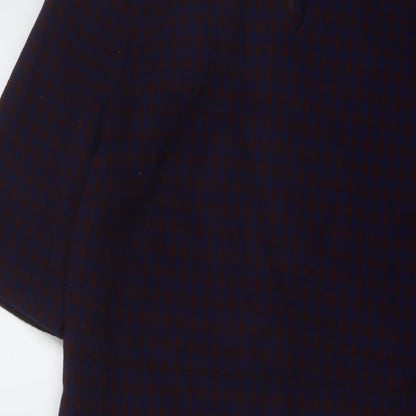 Carolyn Donnelly Womens Blue Geometric Polyester A-Line Size 12 Round Neck Zip