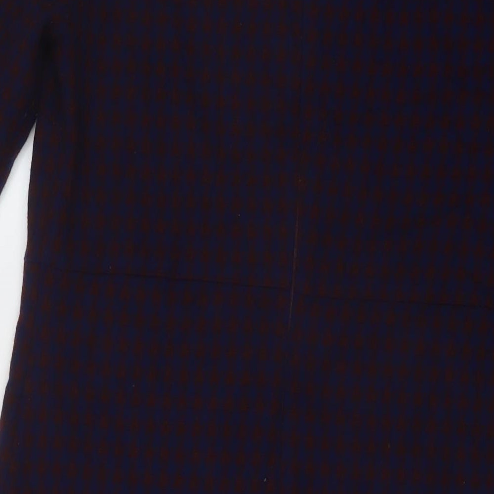 Carolyn Donnelly Womens Blue Geometric Polyester A-Line Size 12 Round Neck Zip