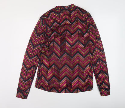 CRAFT Womens Multicoloured Geometric Polyester Basic T-Shirt Size XL Mock Neck Pullover