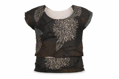 Fenn Wright Manson Womens Brown Geometric Viscose Basic Blouse Size 12 Round Neck