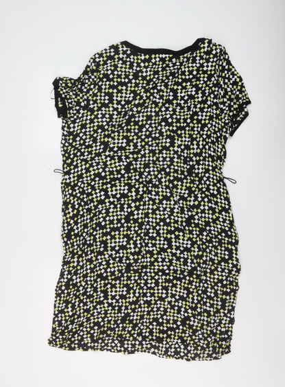 Monsoon Womens Multicoloured Geometric Viscose Tank Dress Size 18 Round Neck Pullover