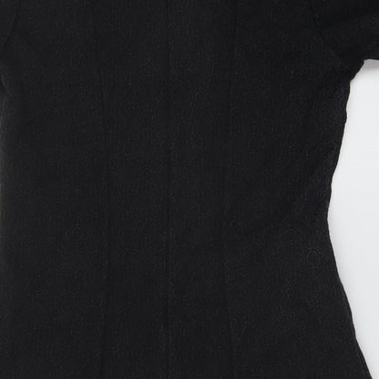 Motel Womens Black Polyester A-Line Size M Crew Neck Zip