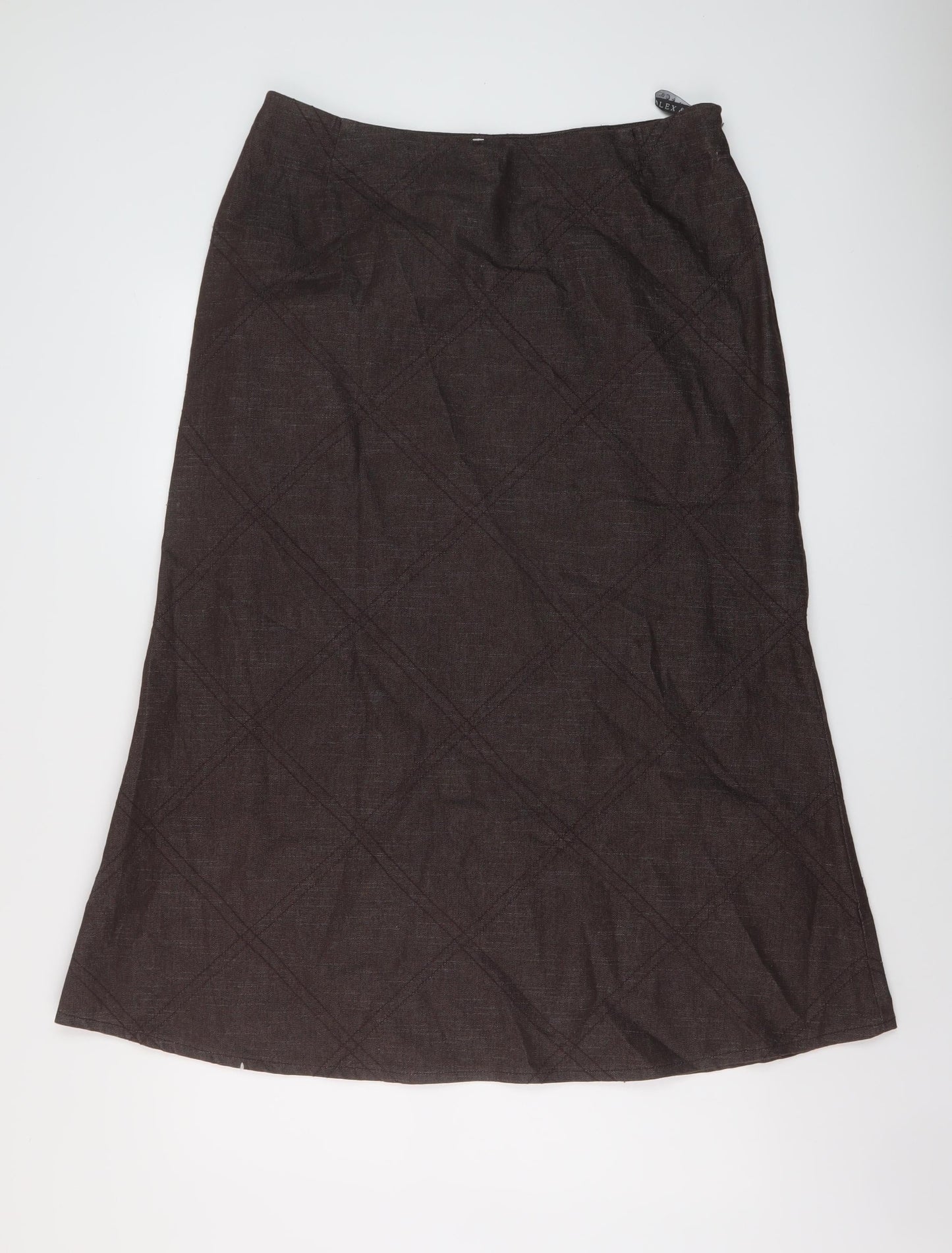 Alecx & Co Womens Brown Cotton A-Line Skirt Size 16 Zip