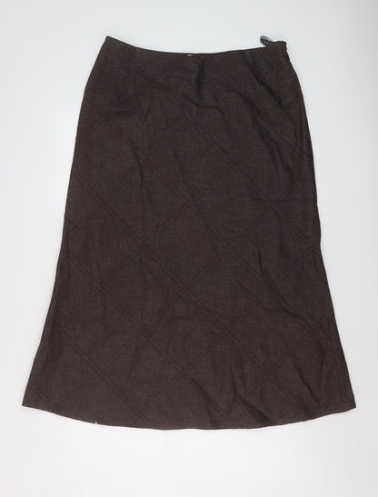 Alecx & Co Womens Brown Cotton A-Line Skirt Size 16 Zip