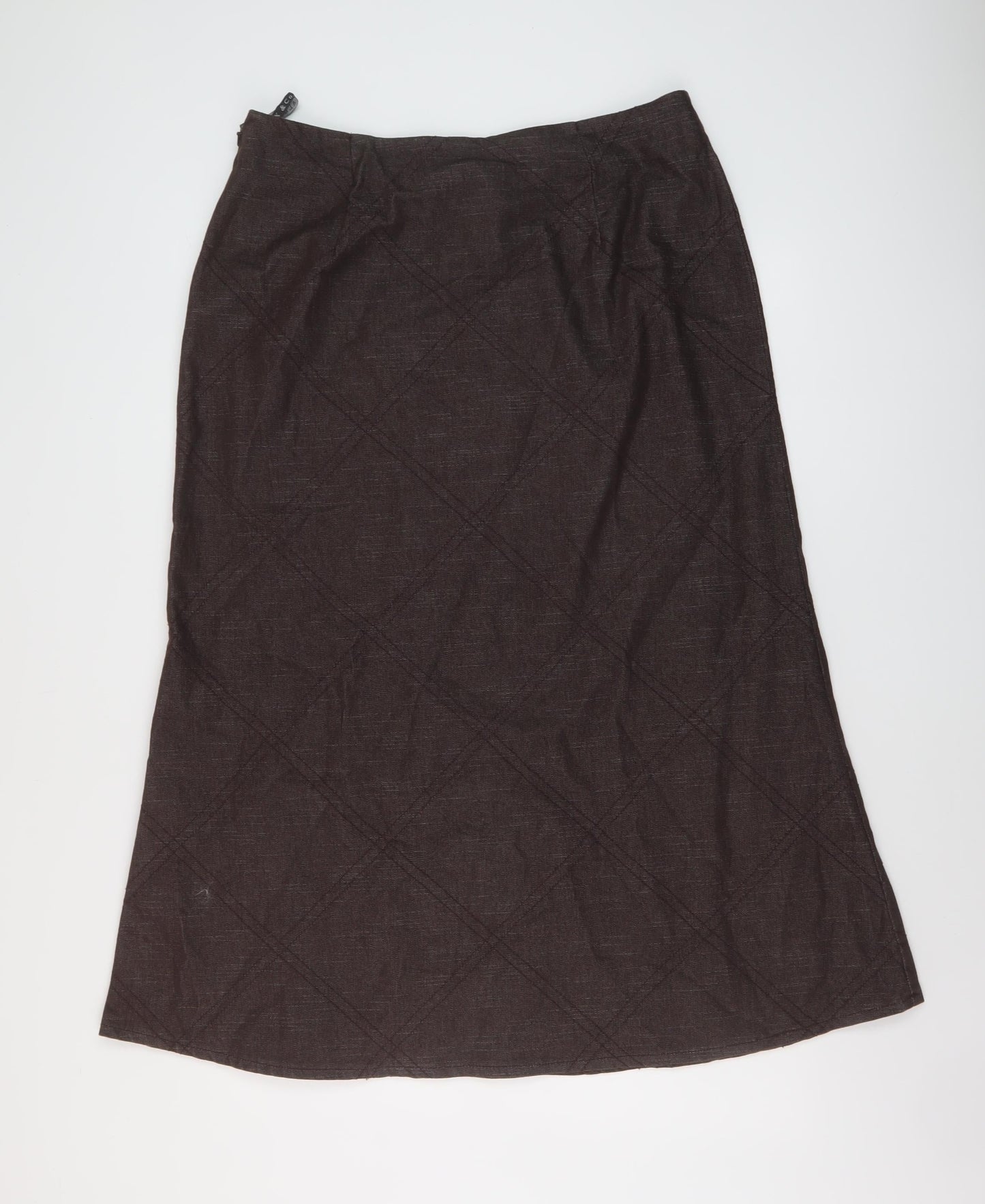 Alecx & Co Womens Brown Cotton A-Line Skirt Size 16 Zip