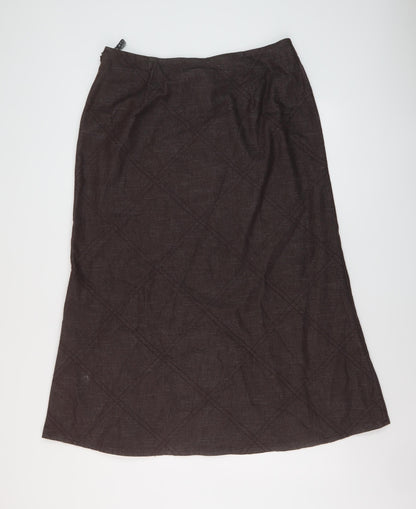 Alecx & Co Womens Brown Cotton A-Line Skirt Size 16 Zip